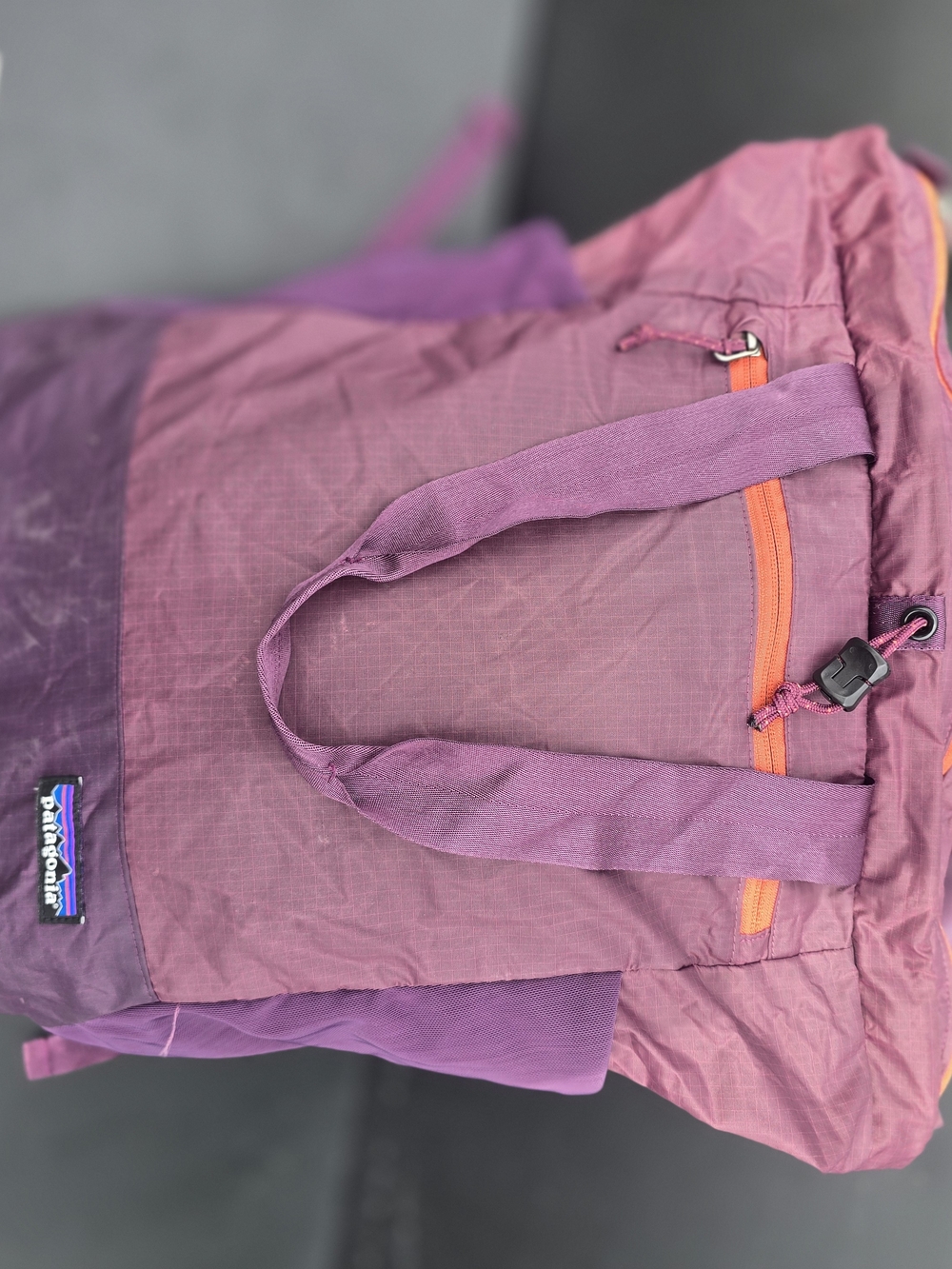 Patagonia Purple Tote Bag with Orange Accent